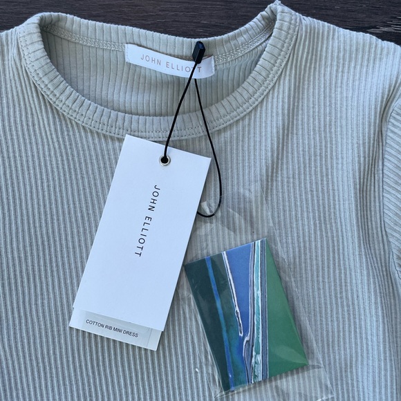 NWT JOHN ELLIOTT COTTON RIB DRESS SIZE SMALL OYSTER - Picture 2 of 5